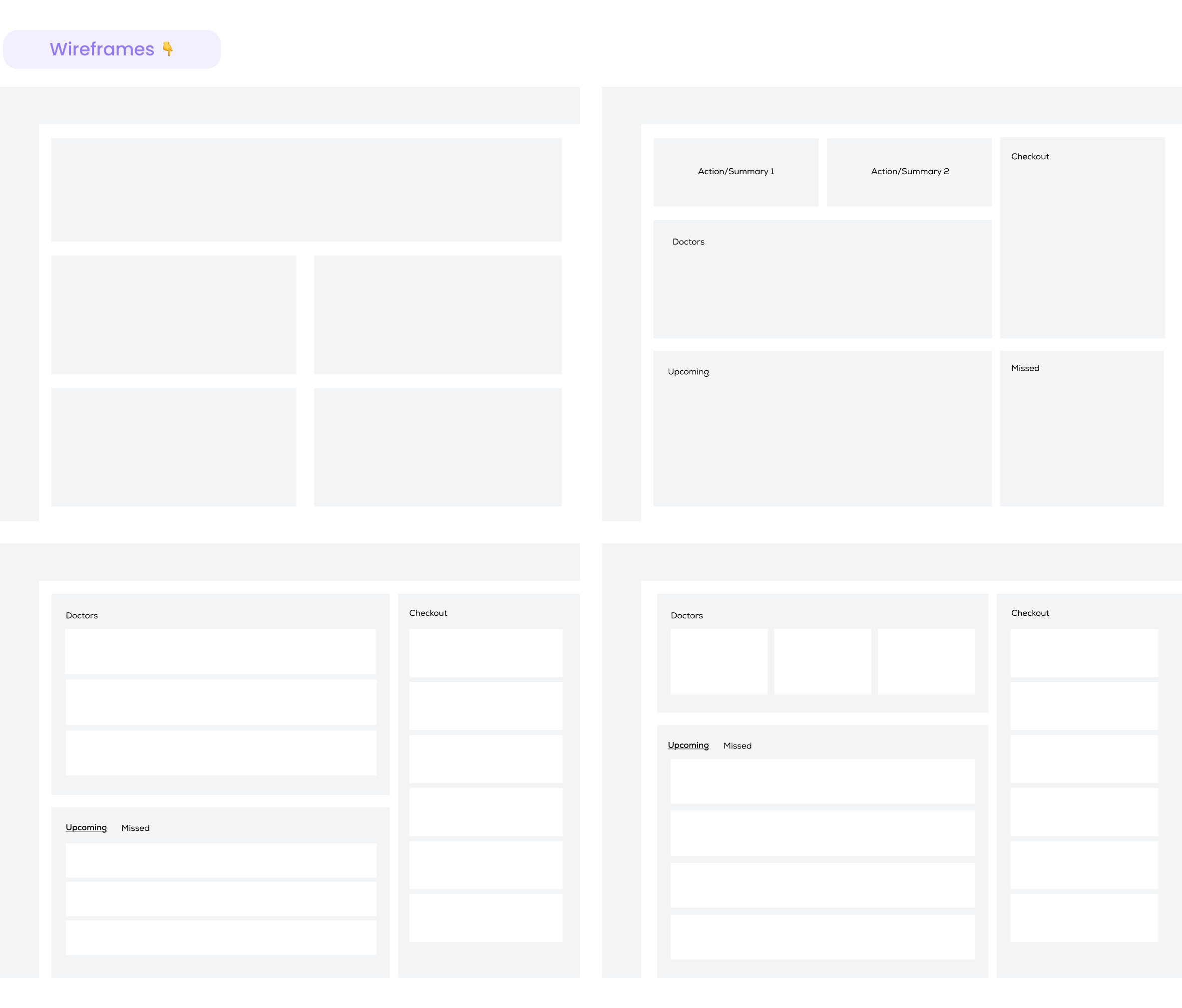 Wireframes for Clinic App